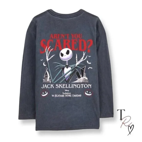 Disney The Nightmare Before Christmas Kids Long Sleeve Grey Shirt Boys Size 10