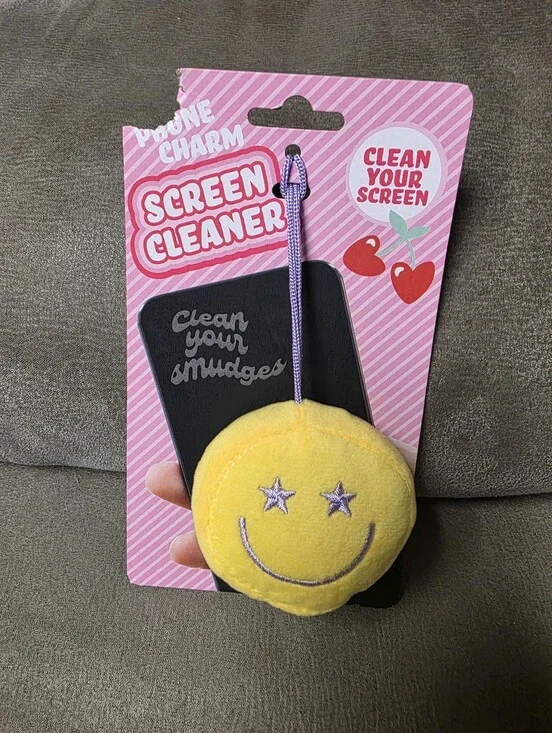 Yellow Star-Eye Smile Phone Screen Cleaner Charm