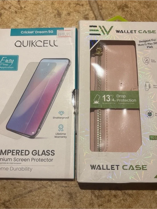 Set of 2 Wallet Case for Moto G Play 2021 - Pink tempered glass 5G