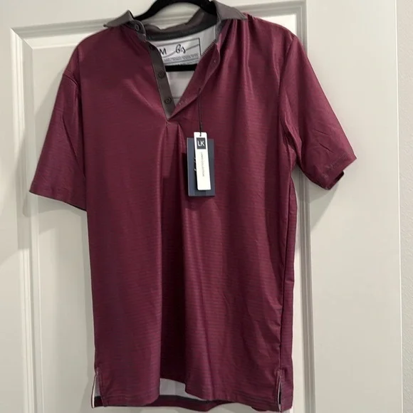 NWT Boston Scott Golf Men's maroon snd grey Shirt sz m