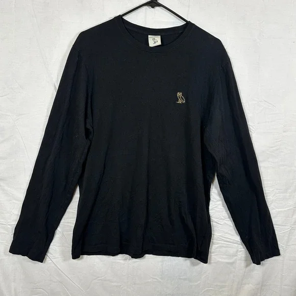OVO October's Very Own Black Owl Logo Long Sleeve Tee Mens Medium