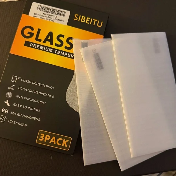iPhone 12 Glass Screen Protector 3-Pack, includes 2 brand new camera protectors