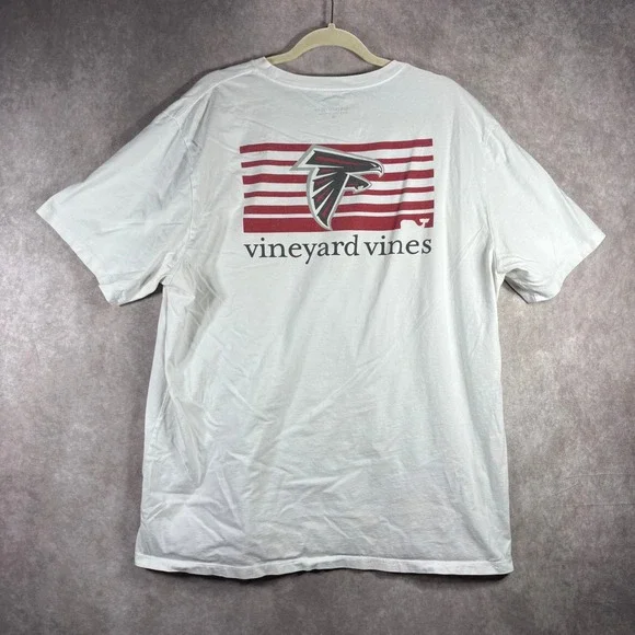 Vineyard Vines Atlanta Falcons T-Shirt Mens XL White NFL Pocket Graphic Cotton