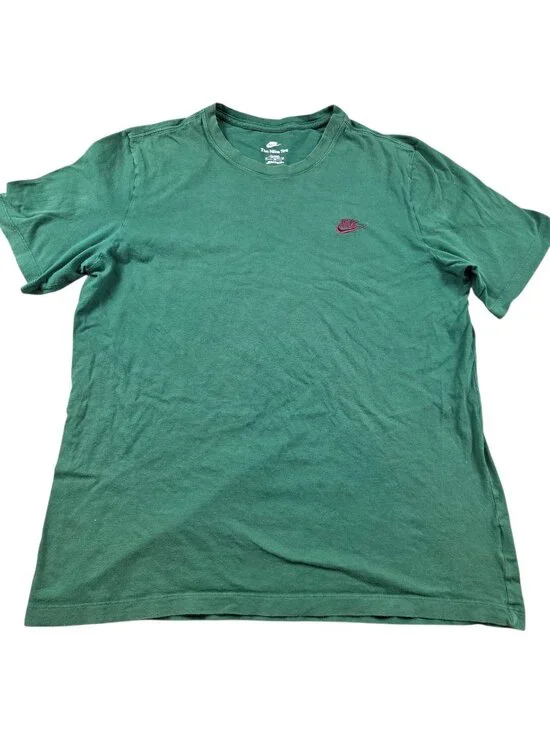 Nike Sportswear T-Shirt Mens XL Green Burgundy Red Swoosh Short Sleeve Read