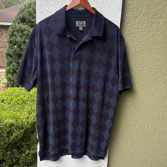 The Foundry Supply Co. Men's Navy Blue Diamond Polo Shirt 👕