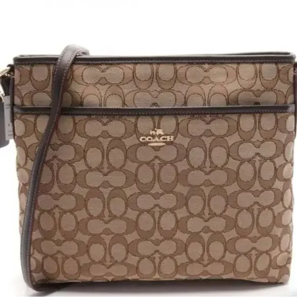 Coach Crossbody File bag Signature Brown