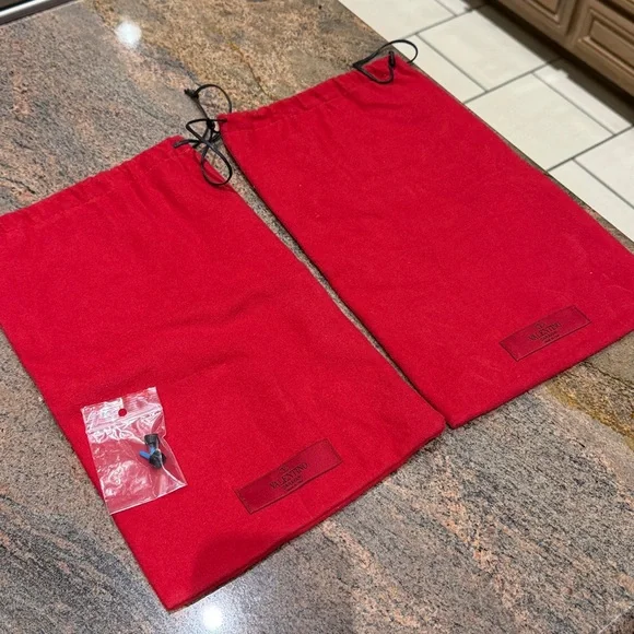 Valentino Garavani Red Shoe Dust Bags w Extra Heel Parts