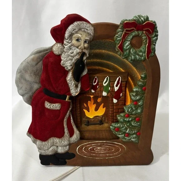 🎅1989 Tampa Bay Mold Company Santa And Chimney Light Fireplace Lamp