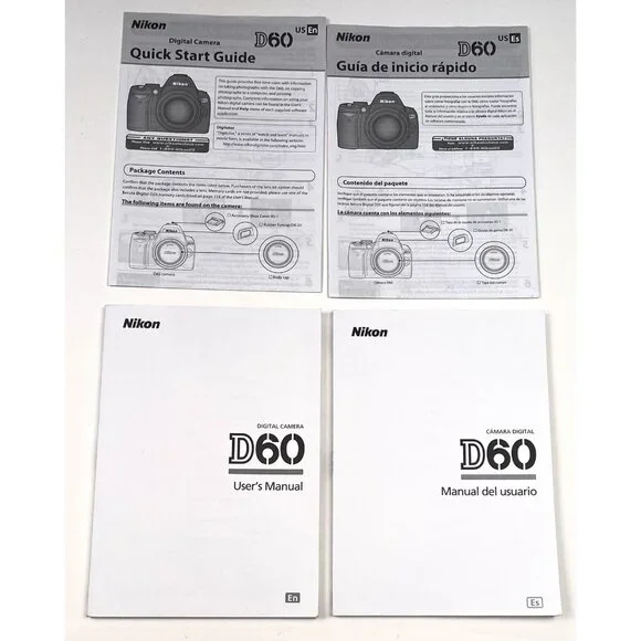 NIKON Digital Camera D60 USER'S MANUAL & QUICK START GUIDE English & Spanish EUC