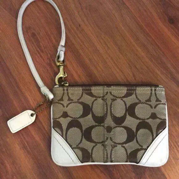 Coach Classic wristlet pouch cream handbag