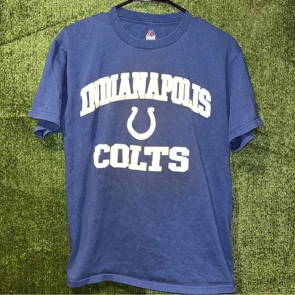 Indianapolis Colts Blue Majestic Shirt M Majestic tag NFL Indiana Football