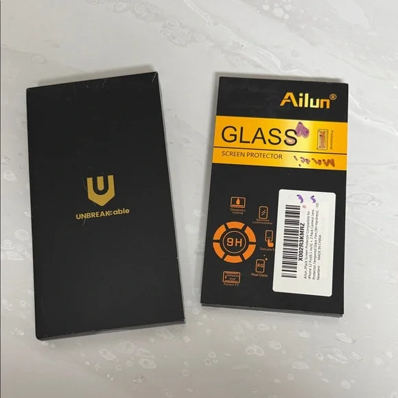 Ailun Black Glass Screen Protector with Orange Accents IPHONE 12pro