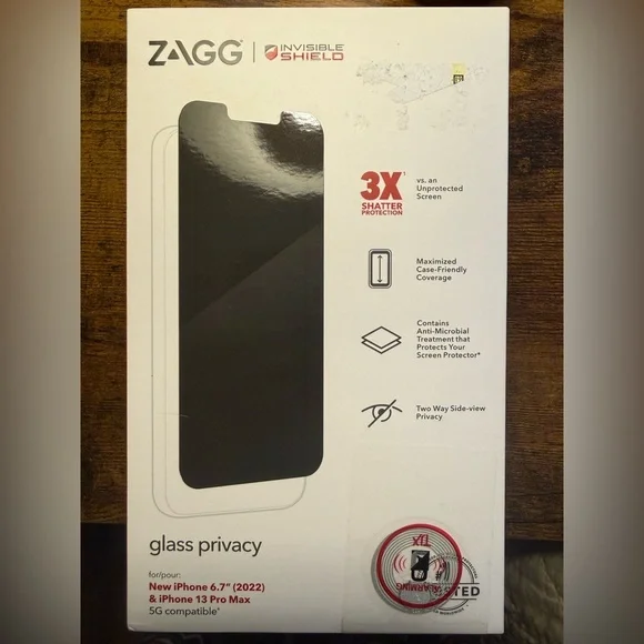 ZAGG InvisibleShield Glass Privacy Screen Protector - Black