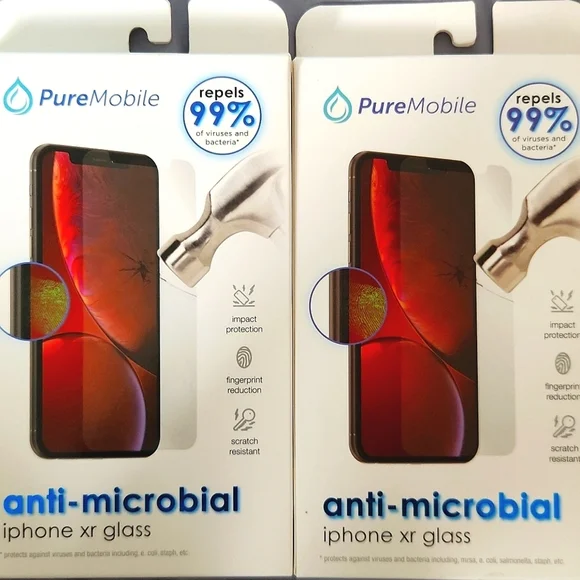 PureMobile iPhone XR Anti Microbial Invisible Shield Glass 2 Pack