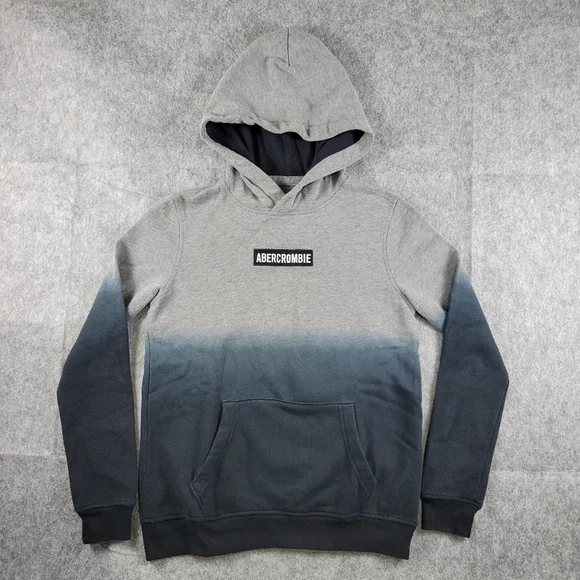Abercrombie & Fitch Kids Gray Navy Ombre Pullover Hoodie Boys Size 13/14