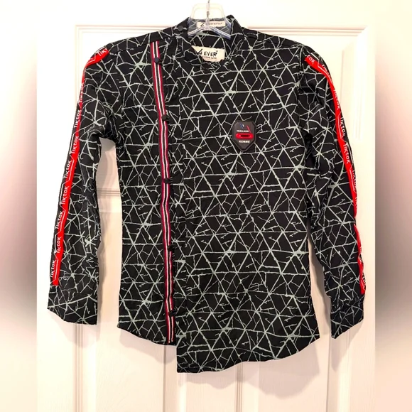 Tik Tok 4 Ever make some noise black green button loop shirt jacket kids size 12
