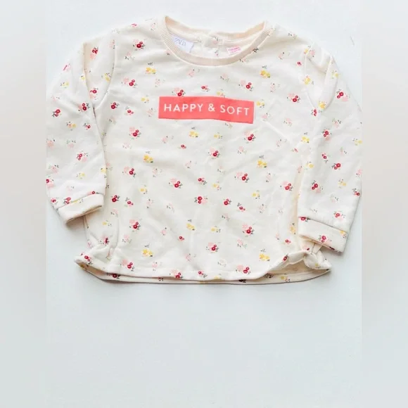 Zara Baby “Happy & Soft “ Floral Sweatshirt