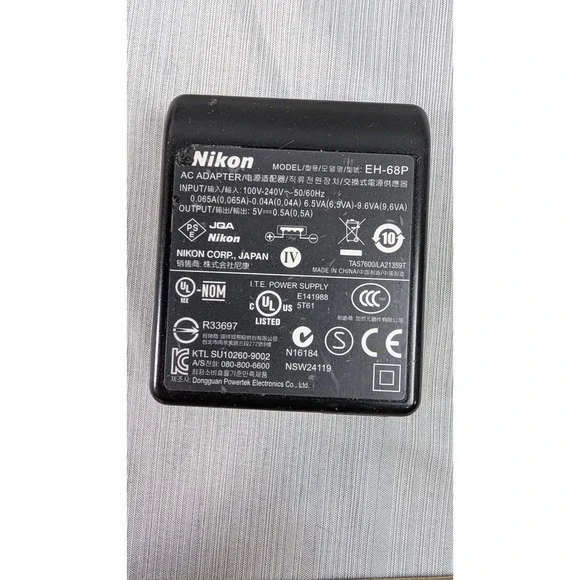 Nikon AC Adapter EH-68P Black USB Wall Charger Coolpix Power Supply