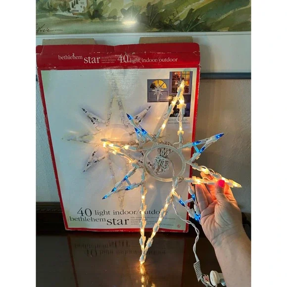Bethlehem Star 40 Light Indoor Outdoor Christmas Window Decoration Blue Clear