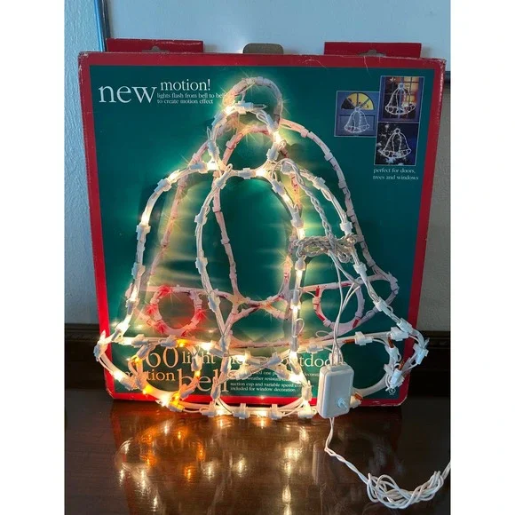 Vintage 60 Light Motion Bell Christmas Indoor Outdoor Window Decoration Lighted