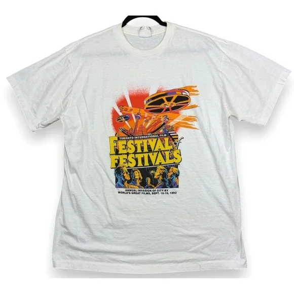 Brockum T-Shirt Mens XL White 1992 Toronto Film Festival Staff Vintage 90s