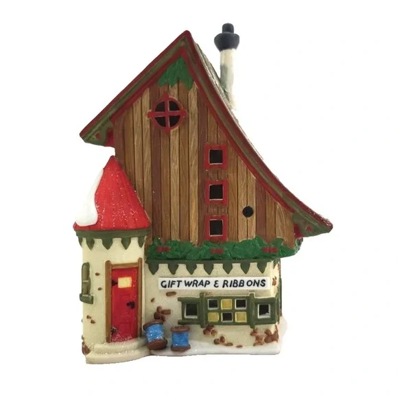 Department Dept 56 GIFT WRAP & RIBBONS North Pole Series REPAIRED Lighted