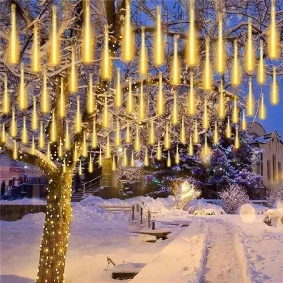 2-Pack Extendable Meteor Shower Christmas Lights Outdoor, Waterproof