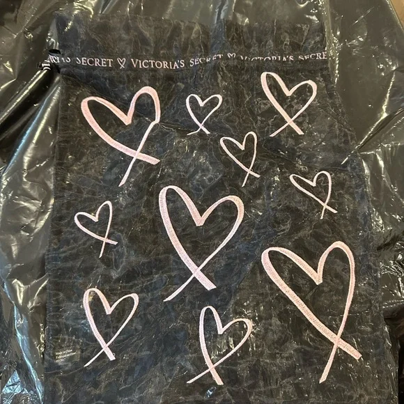 Victoria's Secret Black Tote with Pink Hearts
