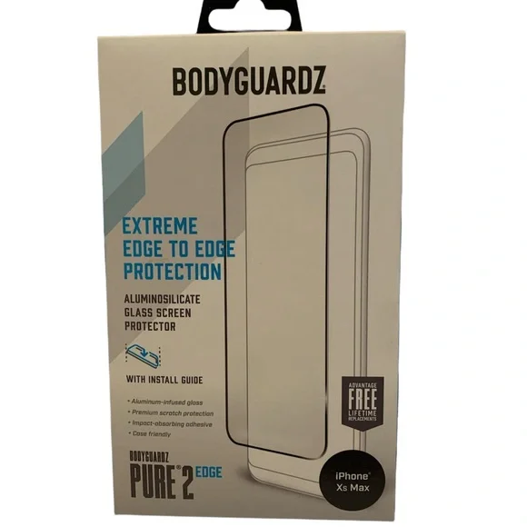 Bodyguardz PURE 2 EDGE Glass Screen Protector iPhone XS Max.