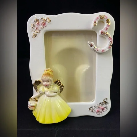 The Good Company Porcelain Photo Frame Birthday Angel Age 3 Vintage 1989