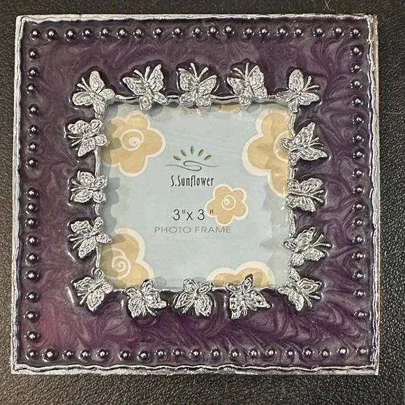 Purple and Silver Butterfly Picture Frame