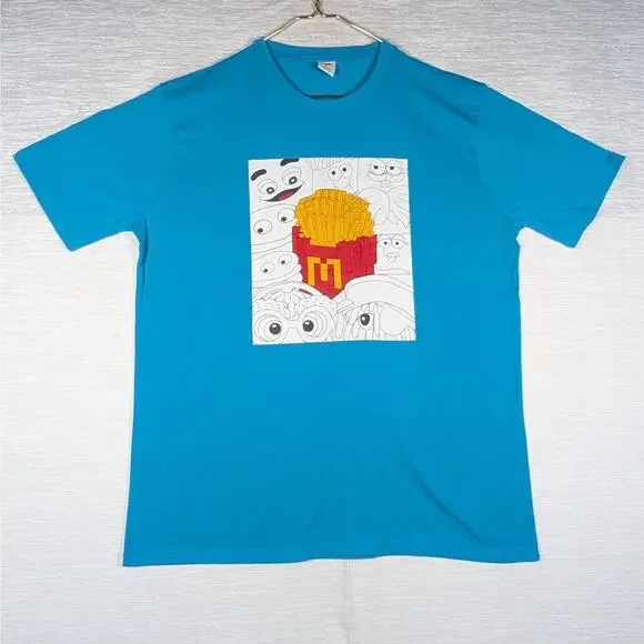 McDonalds Tee Shirt Unisex Size 2XL Blue French Fries Short Sleeve