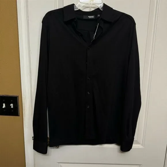 Murano Men's Black Long Sleeve Dress Shirt Size S Button-Up