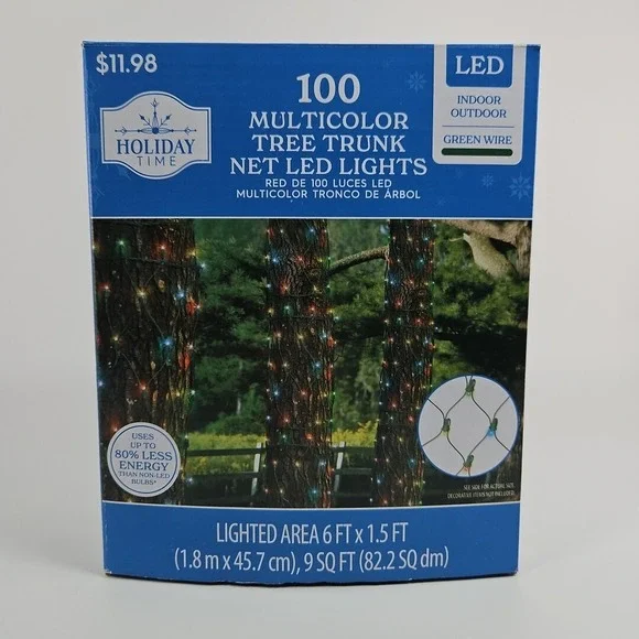 Holiday Time Christmas LED Tree Trunk Net Lights Multicolor 100‎ Count