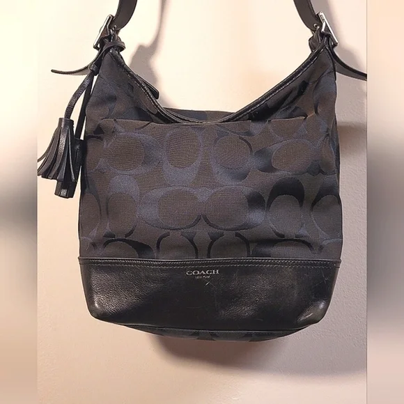 Coach Signature C Sufflette Cloth crossbody bag in black