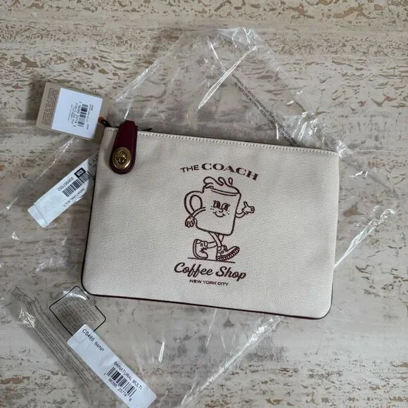 NWT Coach coffee shop exclusive turn lock pouch