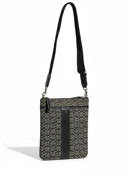 Coach Gray and Black Signature Crossbody Bag
