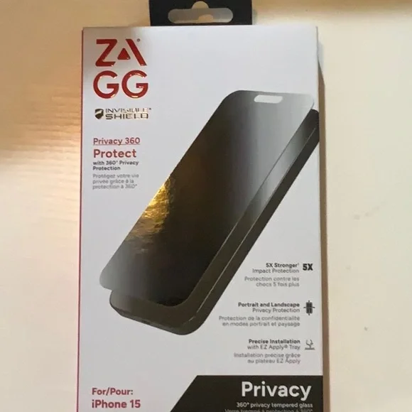 Privacy 360 Screen Protector for iPhone 15 - Black