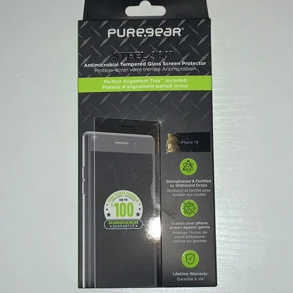 Tempered Glass Screen Protector for iPhone 15 - Black