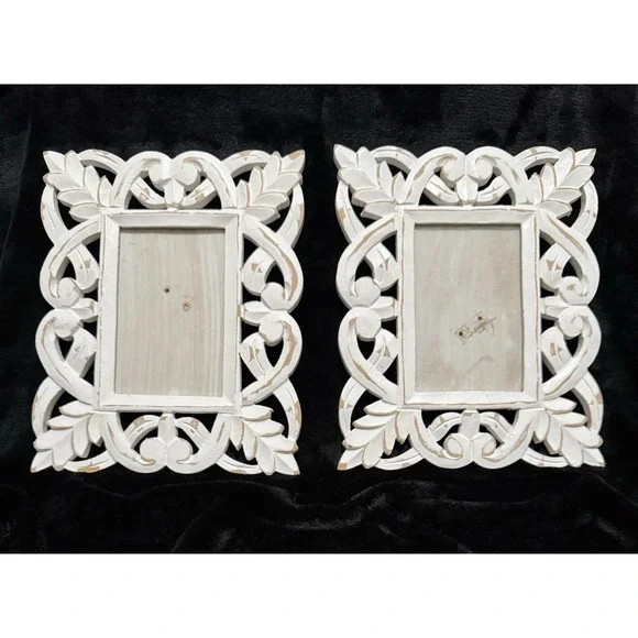 Wooden Picture Frame 4x6 Set Of 2 Distressed‎ Hand Carved Sheik Style