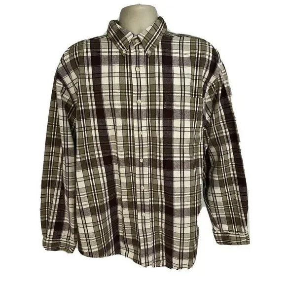 Eddie Bauer Flannel Plaid Button Front Shirt XL