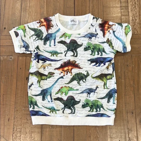 Lola + the boys dinosaur print short sleeve sweatshirt unisex 10 years crewneck