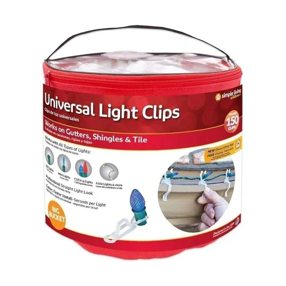 Simple Living Universal‎ Light Clips For Gutters, Shingles & Tile 300 Clips New