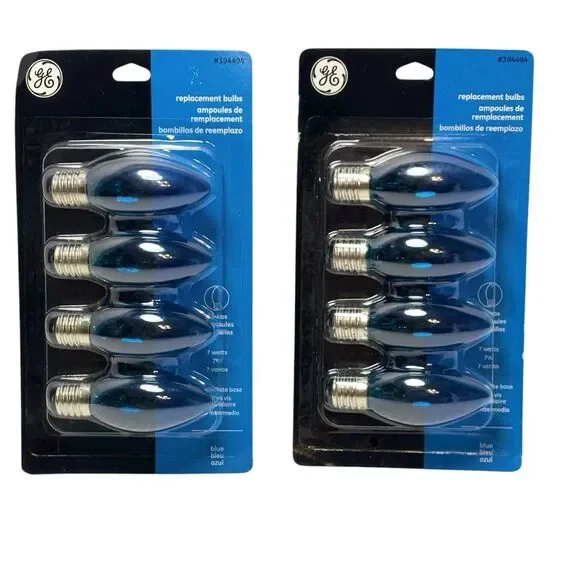 GE Blue 7 Watt Replacement Bulbs Intermediate Base Set of 8