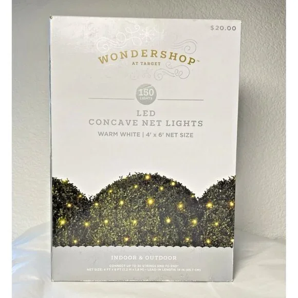 WONDERSHOP 4' x 6' 150 LED CONCAVE NET LIGHTS WARM WHITE INDOOR & OUTDOOR
