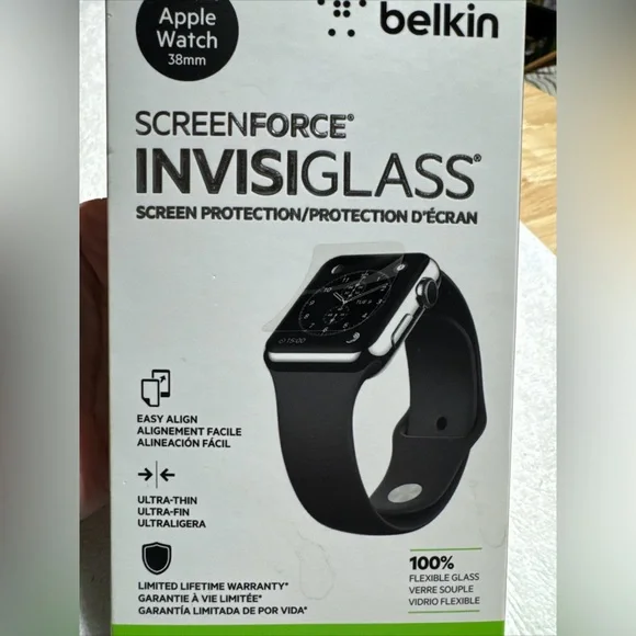 Apple Watch 38mm Belkin ScreenForce InvisiGlass Screen Protector Flexible Glass