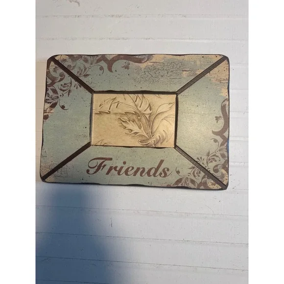 CBK Friends Picture Frame Teal Cream Distressed Rustic Shabby Chic Wood 4x6 5x7
