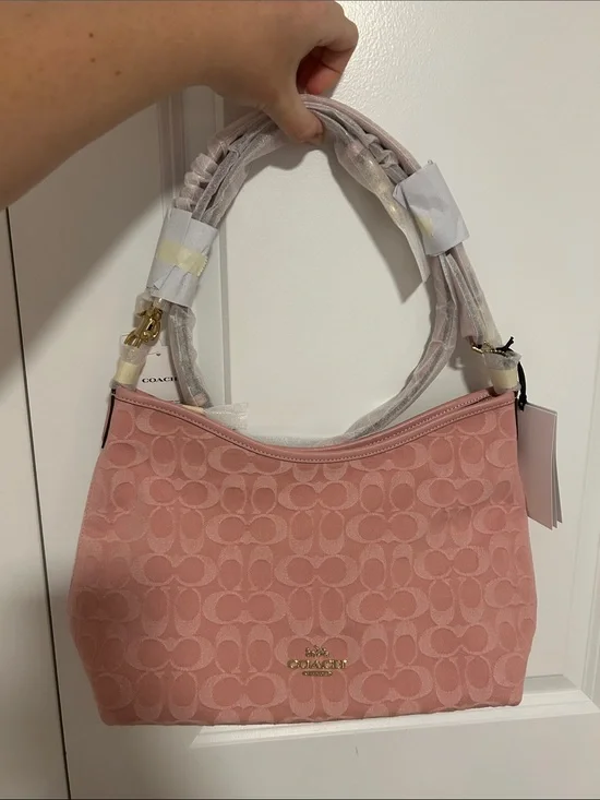price is firm coach pink denim laurel shoulder bag
