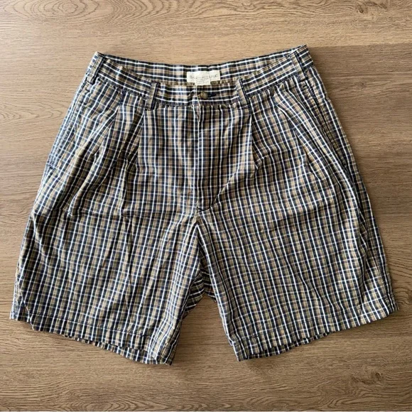 Vintage Banana Republic 100% Cotton Men's Checkered Plaid Shorts Size 33