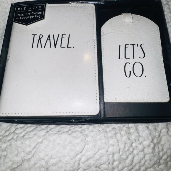 Rae Dunn Black Passport Cover and Luggage Tag Set